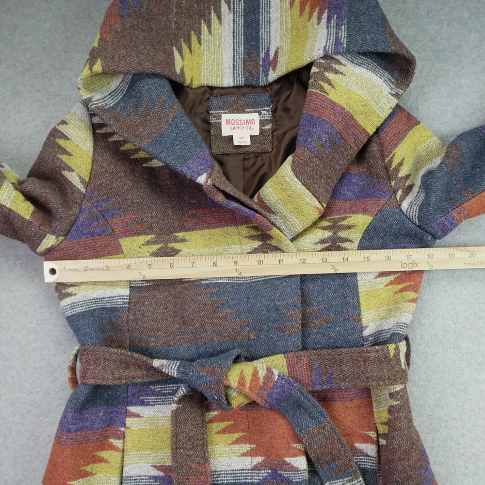 Mossimo Supply Co Jacket Womens S Multicolor Aztec Hooded Coat Boho Wrap - Picture 5 of 10